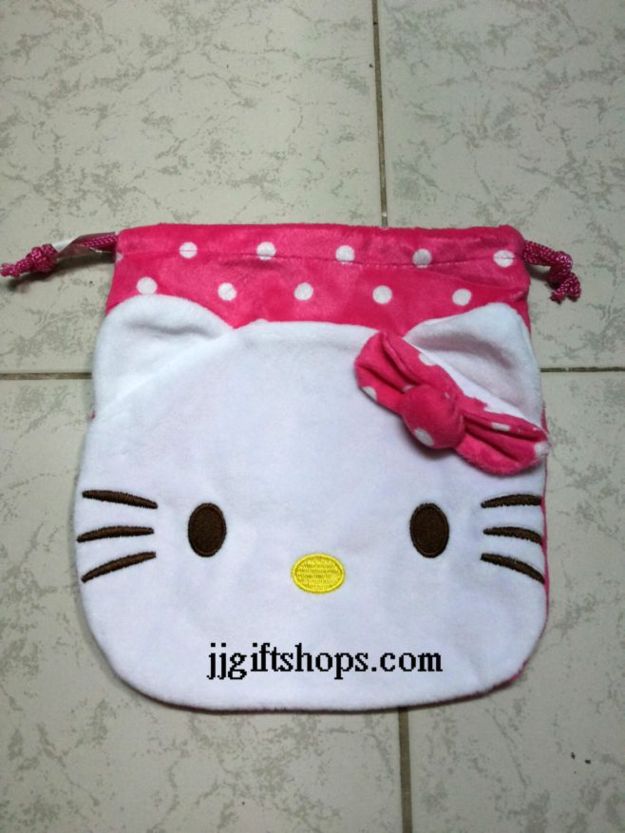 ถุงผ้าหูรูด ลาย Hollo Kitty คิดตี้ ขนาด 8*7 นิ้ว
