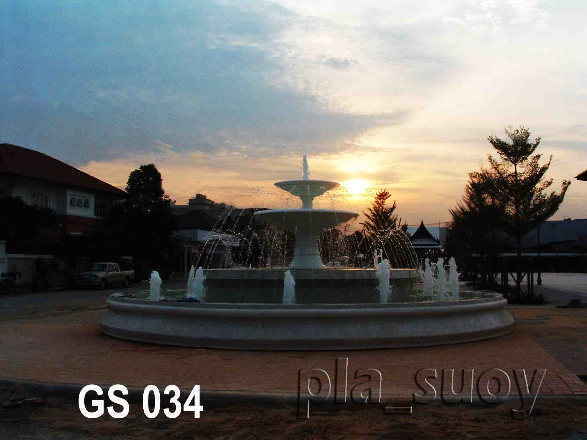 บ่อน้ำพุวงกลม พานน้ำพุ 2 ชั้น ที่สวนศรี