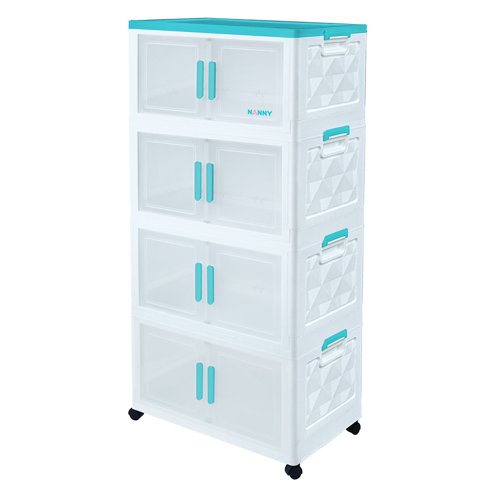 Nanny กล่องใส่ของอเนกประสงค์ พับได้ ฝาเปิด-ปิดแบบแม่เหล็ก ใบใหญ่ มีล้อ
