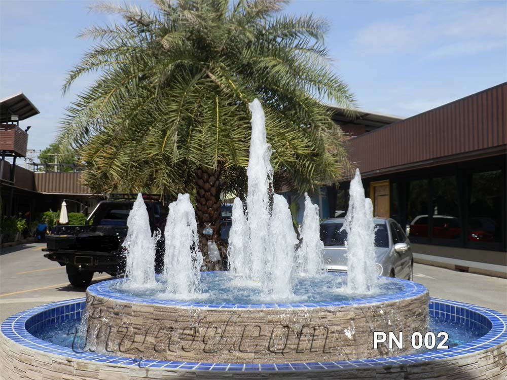 บ่อน้ำพุวงกลม 2 ชั้น หน้าร้าน PANA SPA ที่รังสิต คลอง3