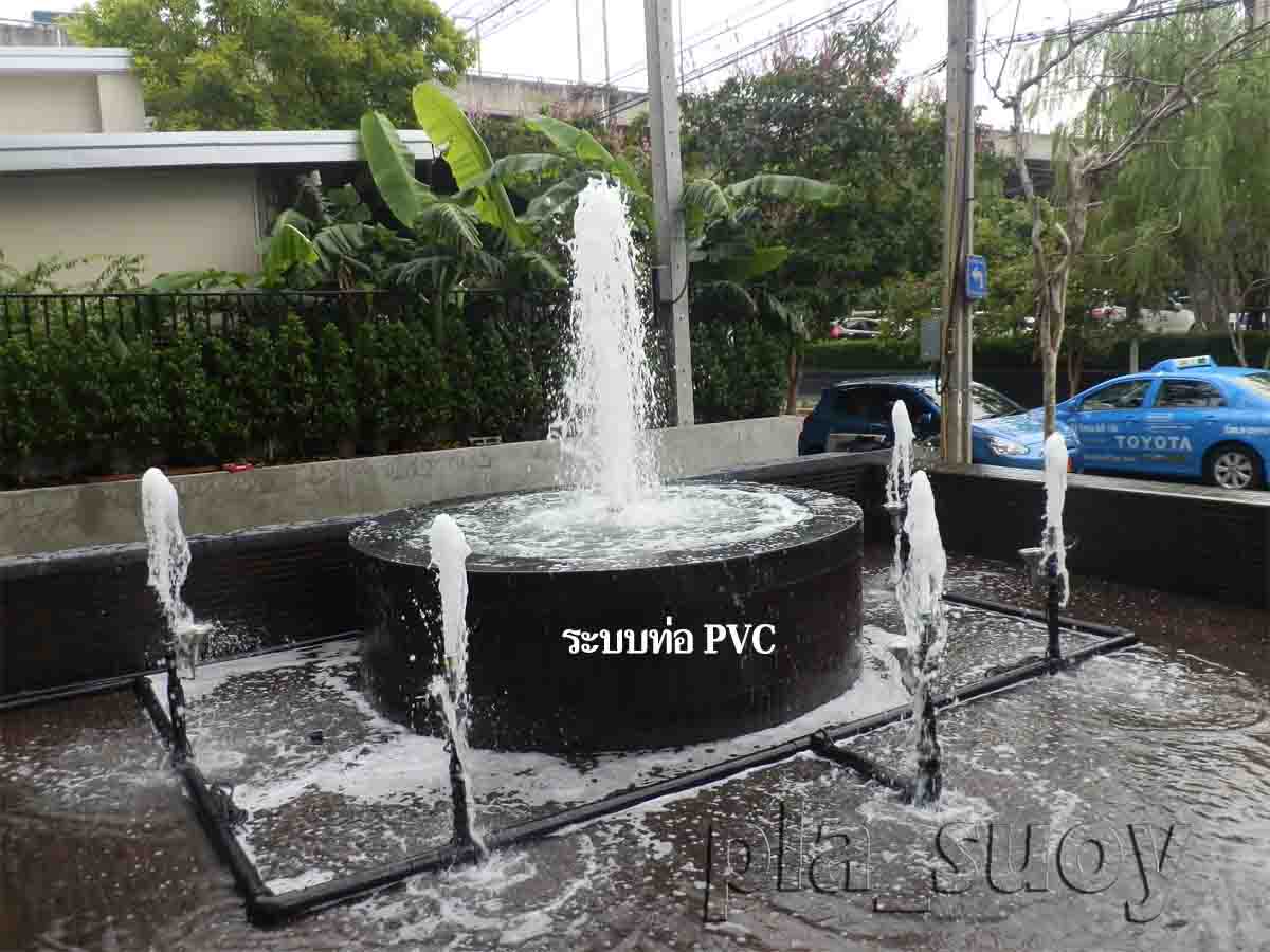 น้ำพุ ฮวงจุ้ย ด้านหน้าโรงแรม 9-41 ริม ถ.พระราม 9