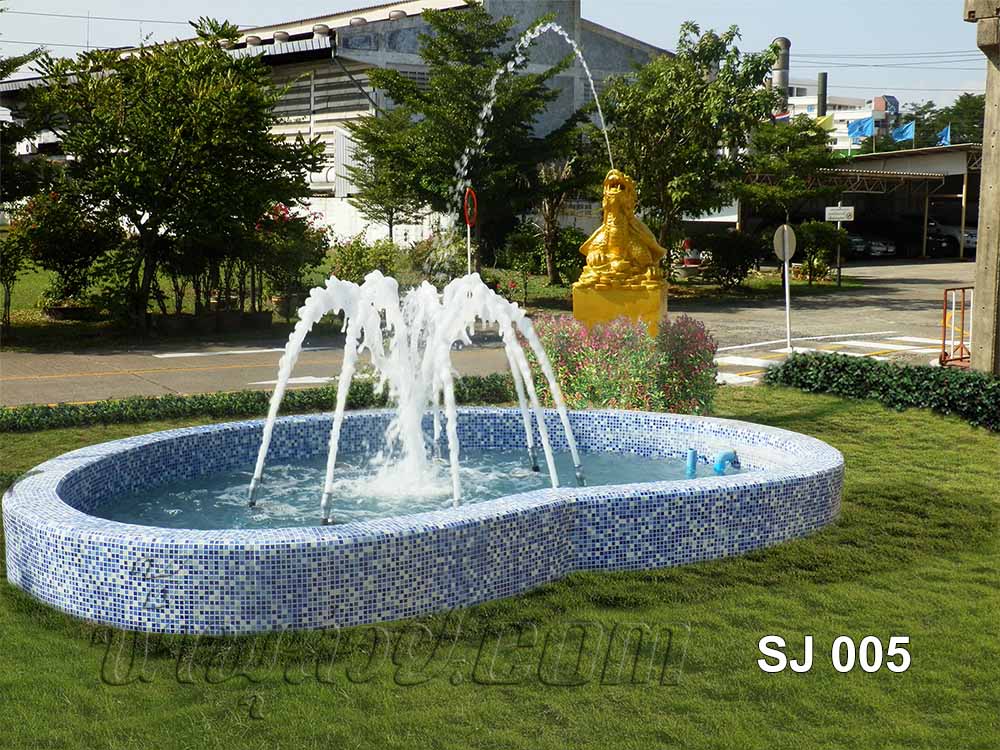 บ่อน้ำพุประติมากรรมเต่ามังกร ที่บ.สหเจริญ บางพลี