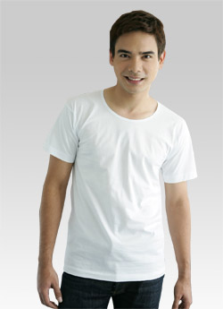 เสื้อยืดตราห่านคู่คอกว้างสีขาว ขนาด 40 - 42 - 44