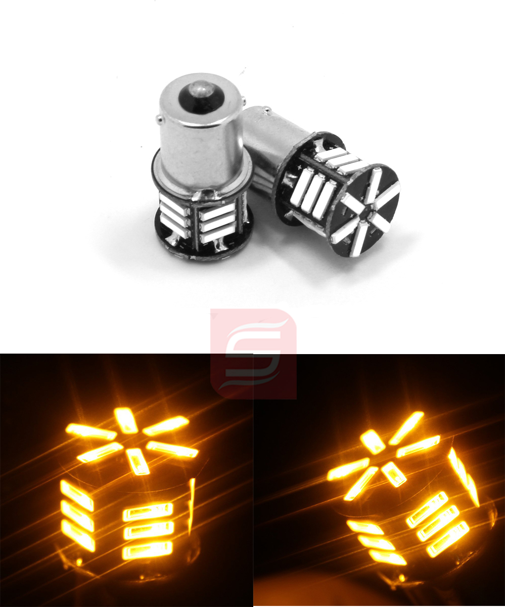 LED หลอดไฟ 21 LED สีส้ม ขั้ว 1156 BA15S แบบเขี้ยว สำหรับ ไฟหรี่ ไฟเลี้ยว ไฟถอย (สีส้ม)