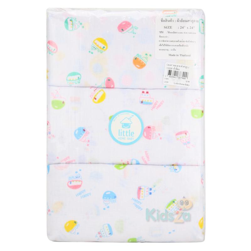 Little Home Baby [12ผืน] [24x24นิ้ว] [คละลาย] ผ้าอ้อมสาลู พิมพ์ลาย สำหรับเด็ก