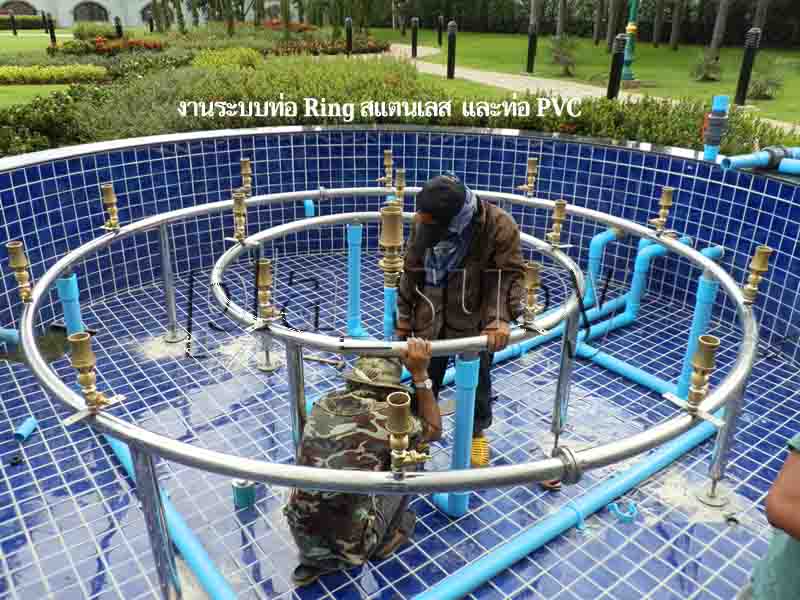 น้ำพุ ฮวงจุ้ย หน้าบ้าน คุณ อุษา บ่อน้ำพุวงกลม