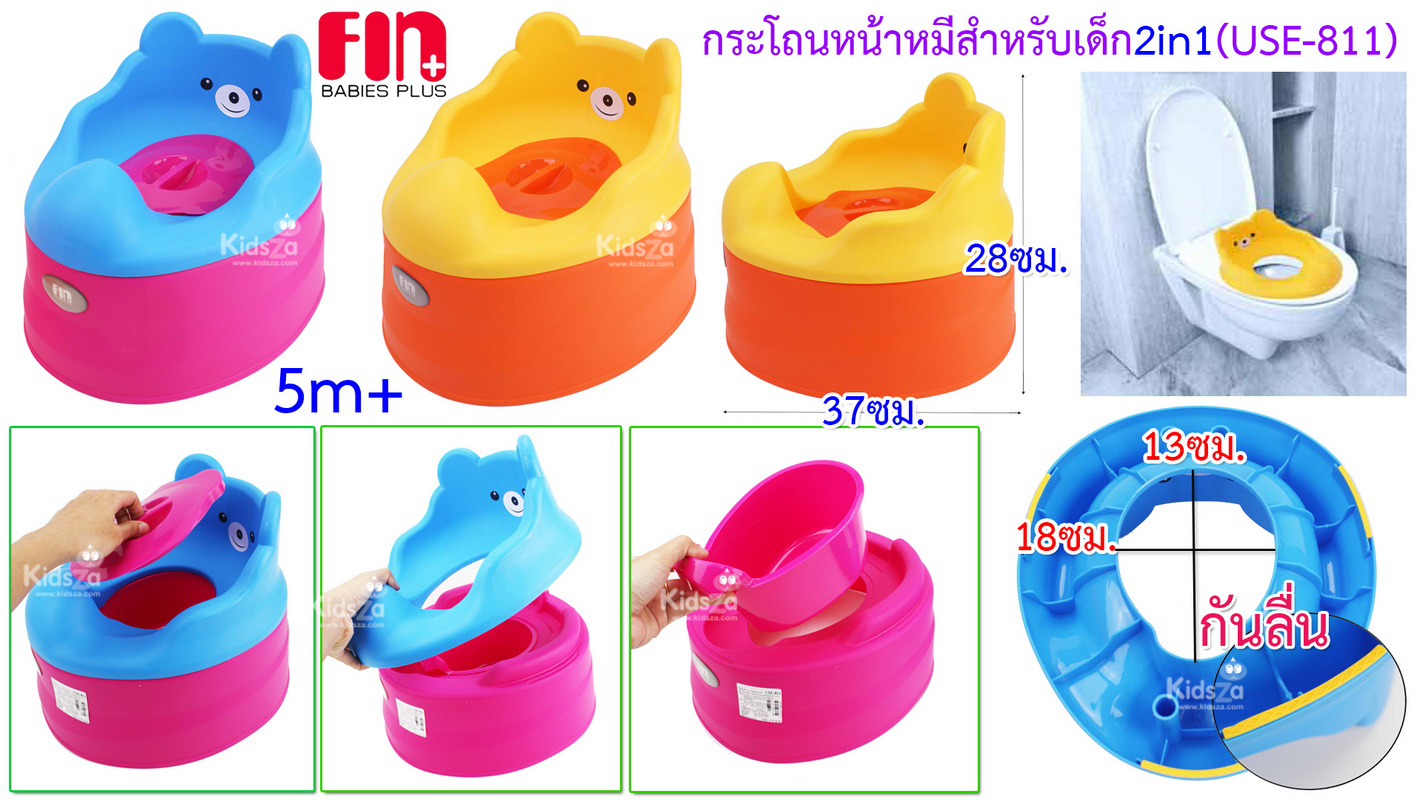 Fin กระโถน หน้าหมี สำหรับเด็ก 2in1