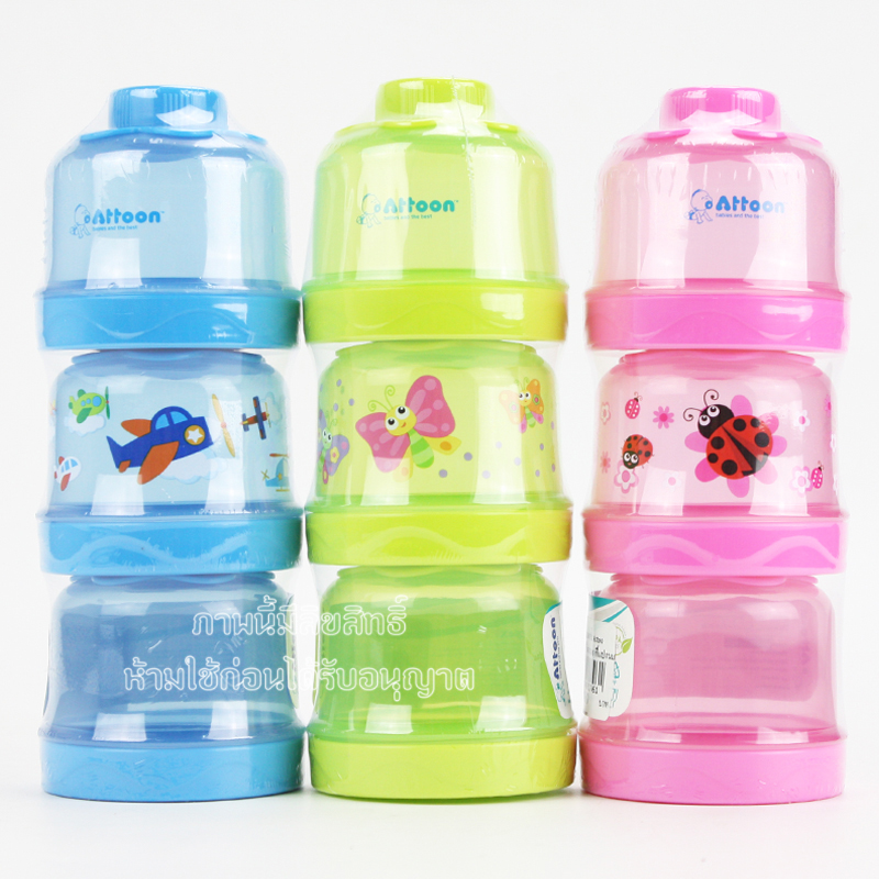 Attoon ที่แบ่งนมผง กระปุกแบ่งนมผง 3 ชั้น ถอดแยกได้ [คละลาย]