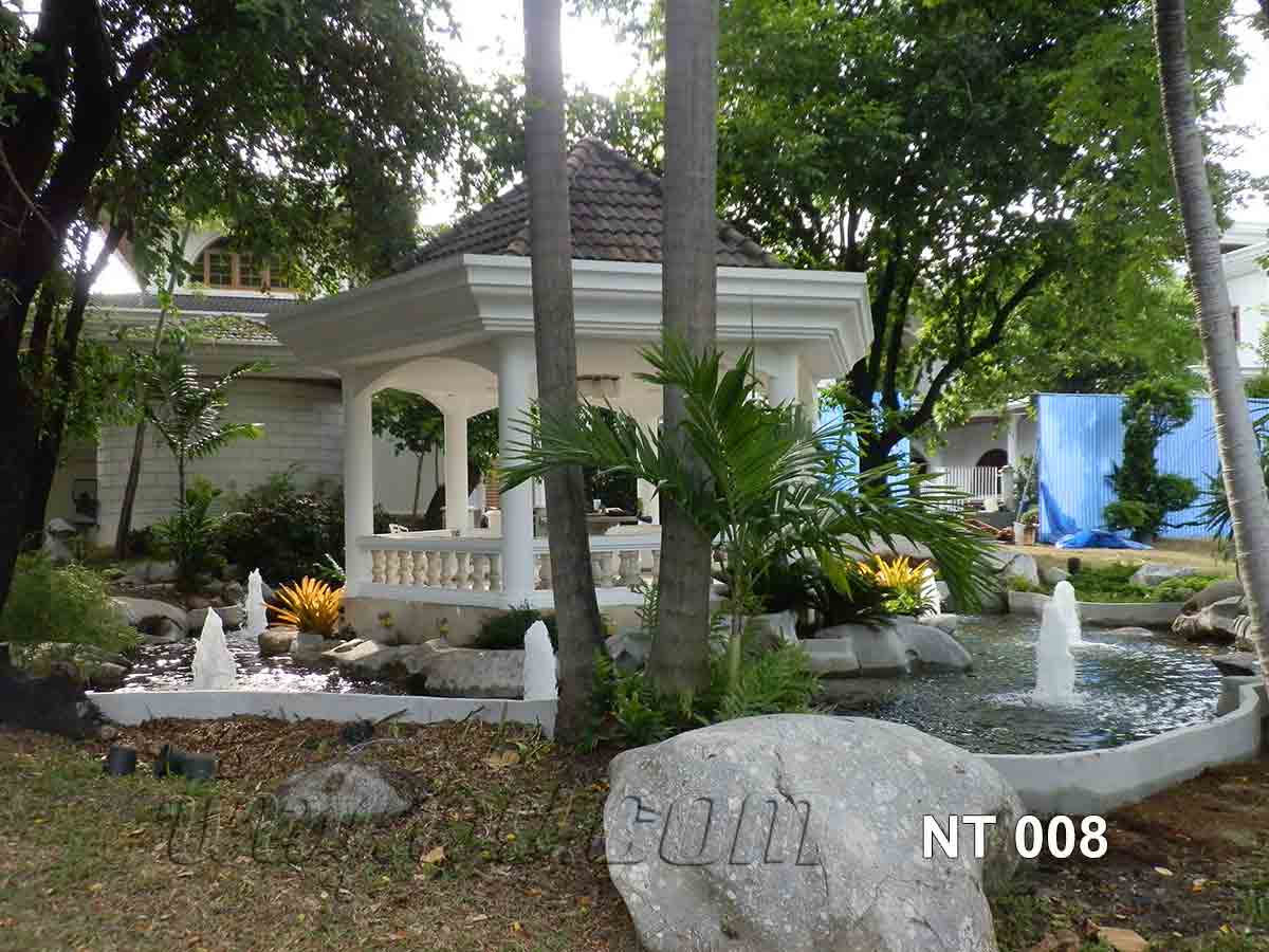 น้ำพุแต่งสวน บ่อ Free Form ต้นสน 6 หัว ที่บ้าน คุณานันทกุล