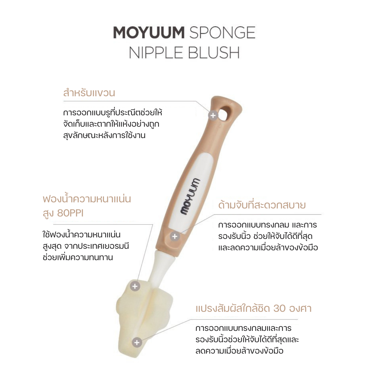 Moyuum แปรงล้างขวดนม แบบฟองน้ำ แบบซิลิโคน จุกนม คอกว้าง