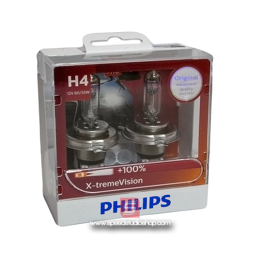 Philips หลอดไฟหน้า H4 X-TREME VISION PLUS 100% 12V 60/55w