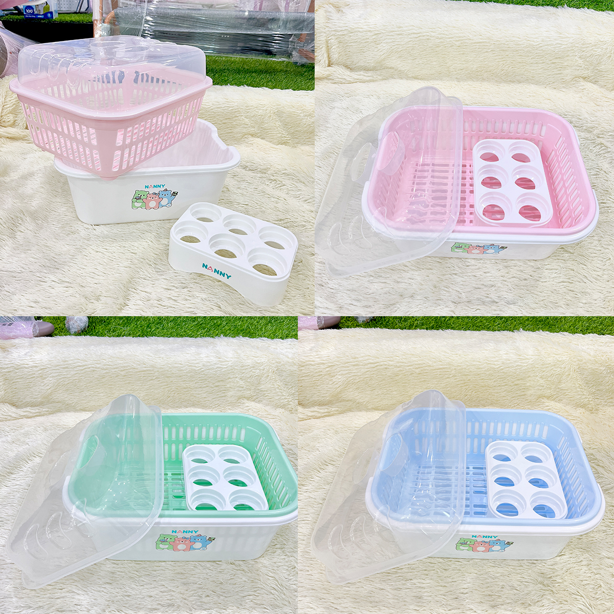 Nanny ตะกร้าคว่ำขวดนม แบบมีฝาปิด Baby Bottle Drying Basket