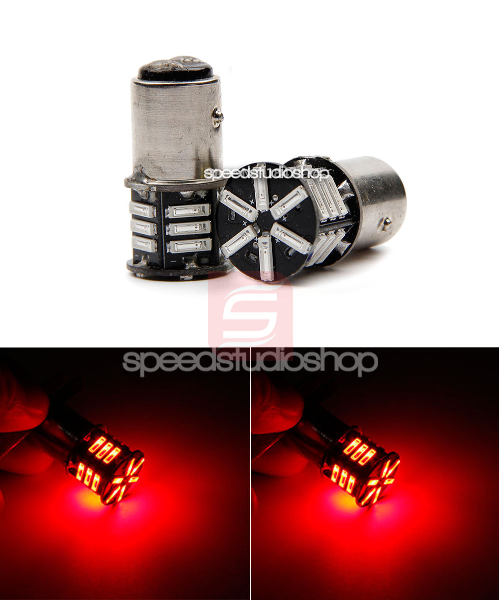 LED หลอดไฟ 21 LED สีแดง ขั้ว 1157 BAY15D แบบเขี้ยว 2 จุด สำหรับไฟเบรค (สีแดง)