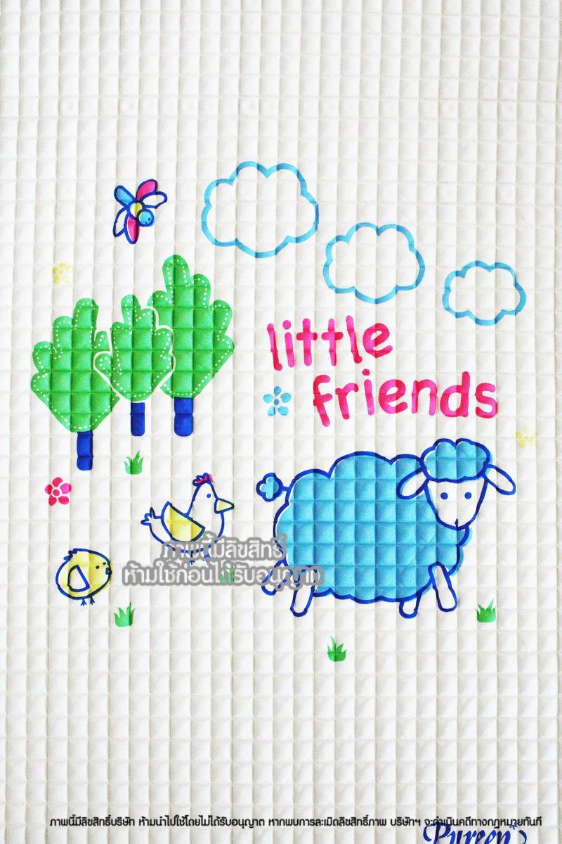 Pureen แผ่นยางธรรมชาติ รองนอน ลายตาราง แบบปุ่มลม Air Filled Rubber Cot Sheet [Size S] [45x60 ซม]