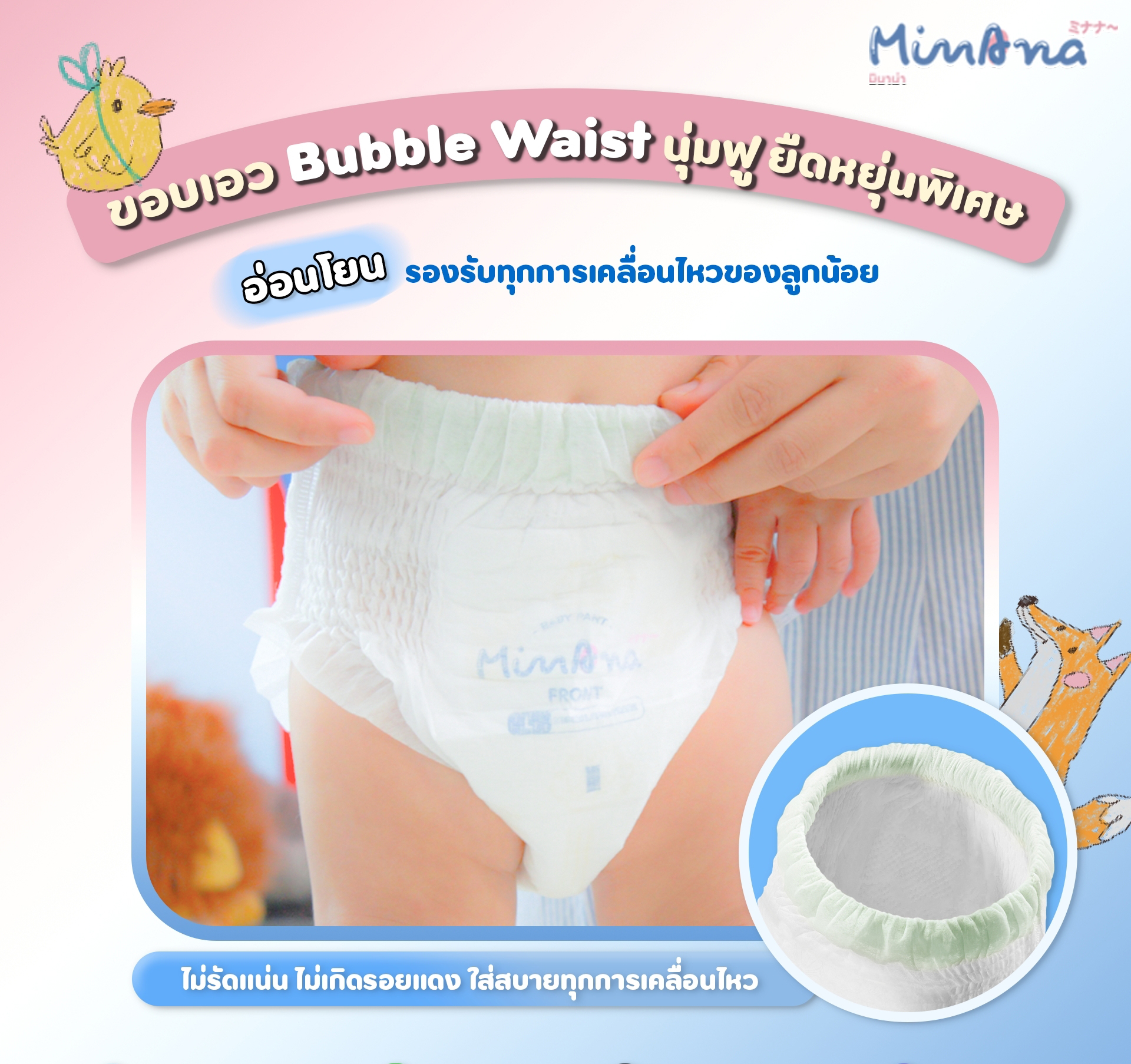 MINANA BABY DIAPERS แพมเพิส ผ้าอ้อมเด็กสำเร็จรูป กางเกงผ้าอ้อมเด็ก NB-XXL