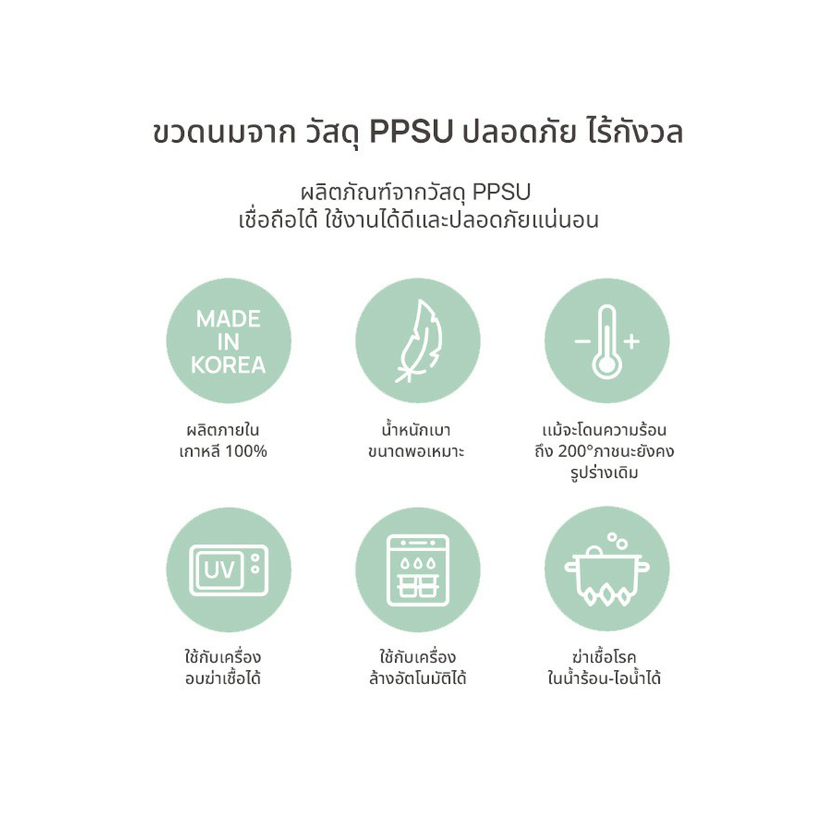 Moyuum ขวดนมเด็ก PPSU โมยูม ALL IN ONE พร้อมจุก สำหรับ 0 - 6 เดือน+