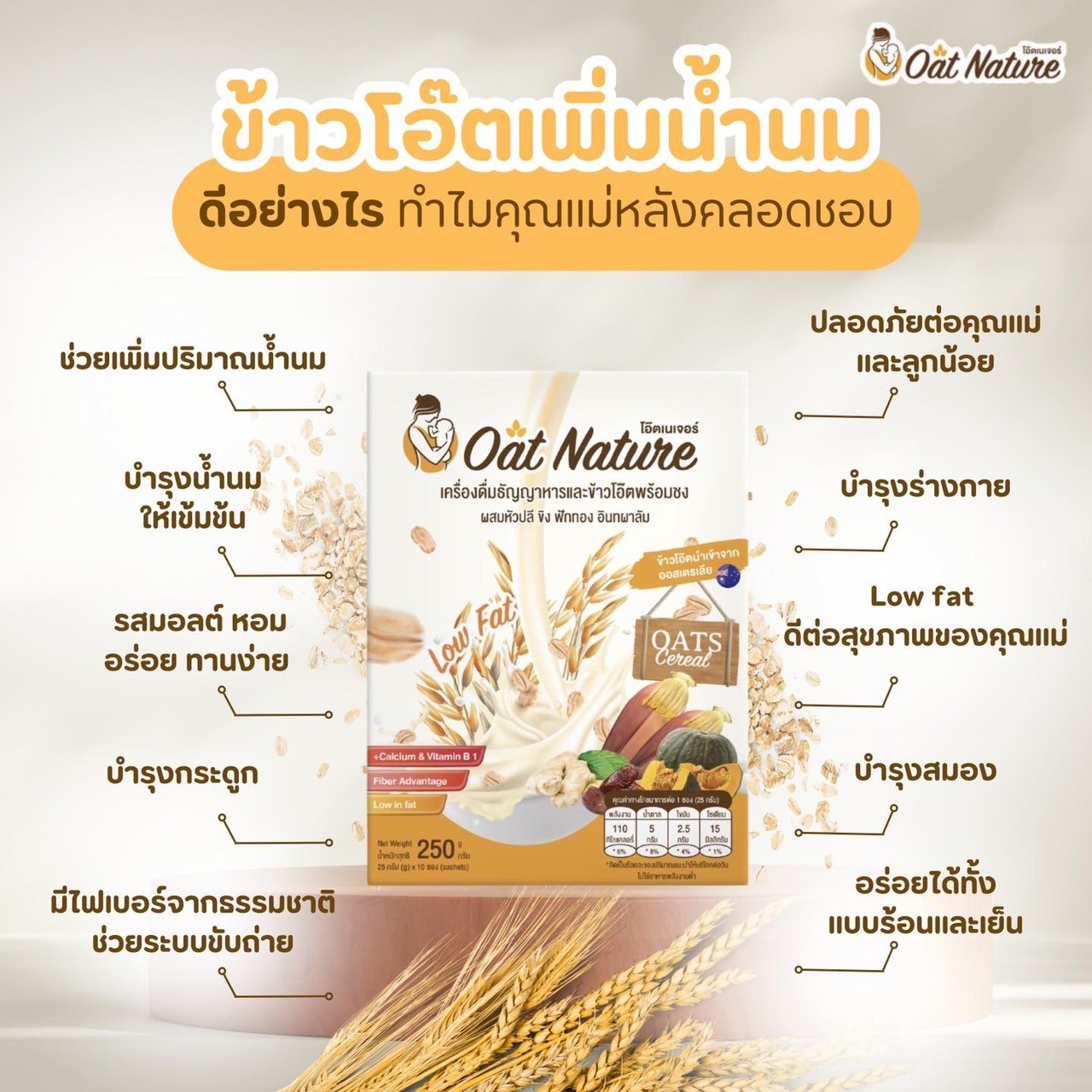 Oat Nature ข้าวโอ๊ตเพิ่มน้ำนม บำรุงน้ำนม โดยเภสัชกร