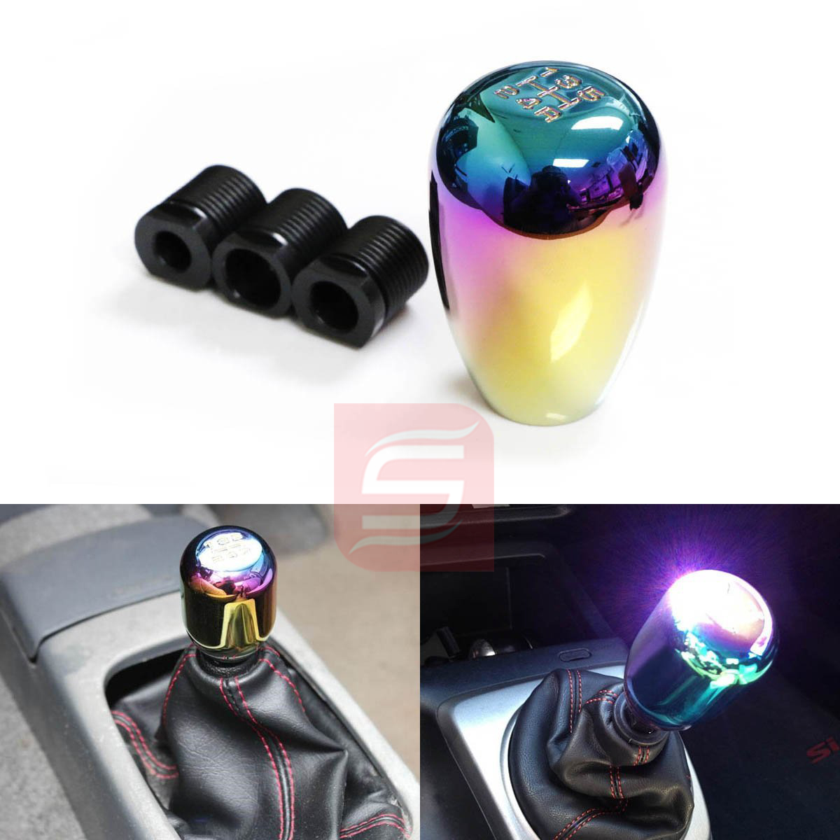 Speed Studio หัวเกียร์ สกังค์ skunk manual อลูมิเนียม ทรงรี รูปไข่ สีรุ้ง neo chrome