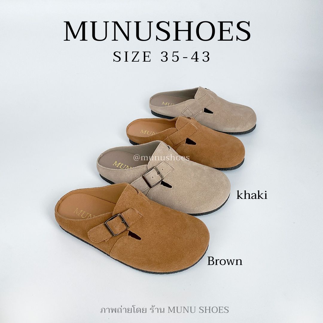 [SIZE 35-43] รองเท้าหนังแท้รุ่น Yuki Clog 🔮 รองเท้าหนังกลับเปิดส้นทรงคลาสสิค