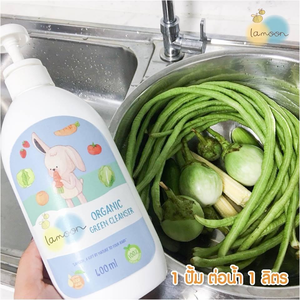 Lamoon ละมุน [400ml] น้ำยาล้างผักและผลไม้ หัวปั๊ม Organic Green Cleansers