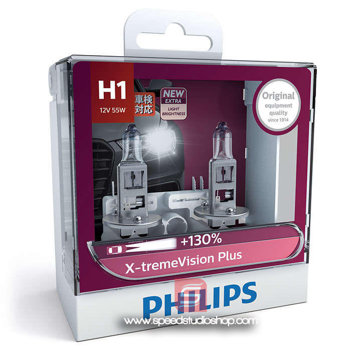 Philips หลอดไฟหน้า H1 X-TREME VISION PLUS 130% 12V 60/55w