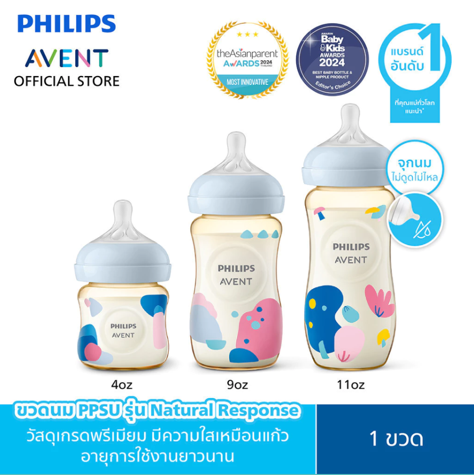 Philips Avent ขวดนม PPSU พร้อมจุกนมซิลิโคน ขวดนมทารก รุ่น Natural Response