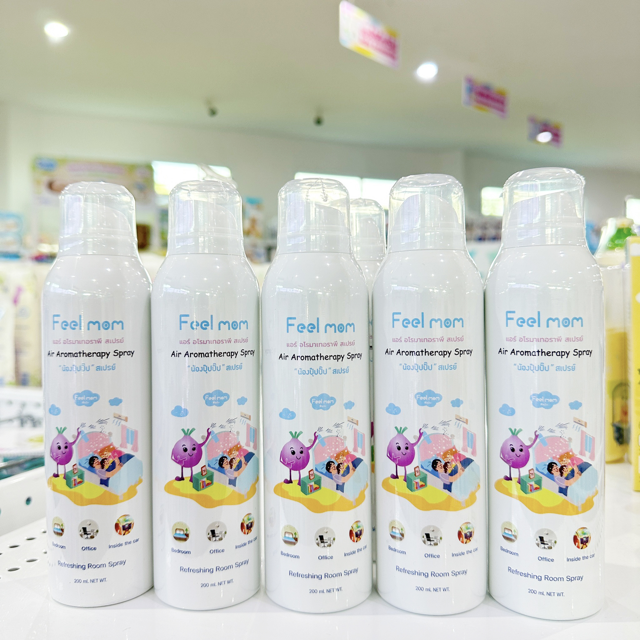 Feel mom แอร์ อโรมาเทอราพี สเปรย์ปรับอากาศ หอมแดง น้องปุ๊ปปั๊ป สำหรับเด็ก