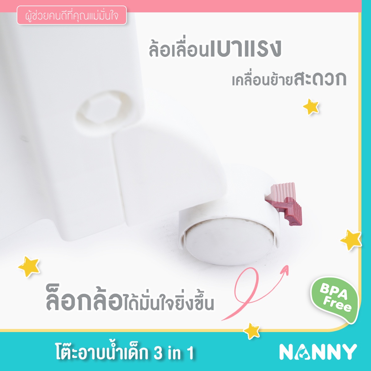 Nanny โต๊ะอาบน้ำเด็ก พร้อม เบาะเปลี่ยนผ้าอ้อม 3-in-1