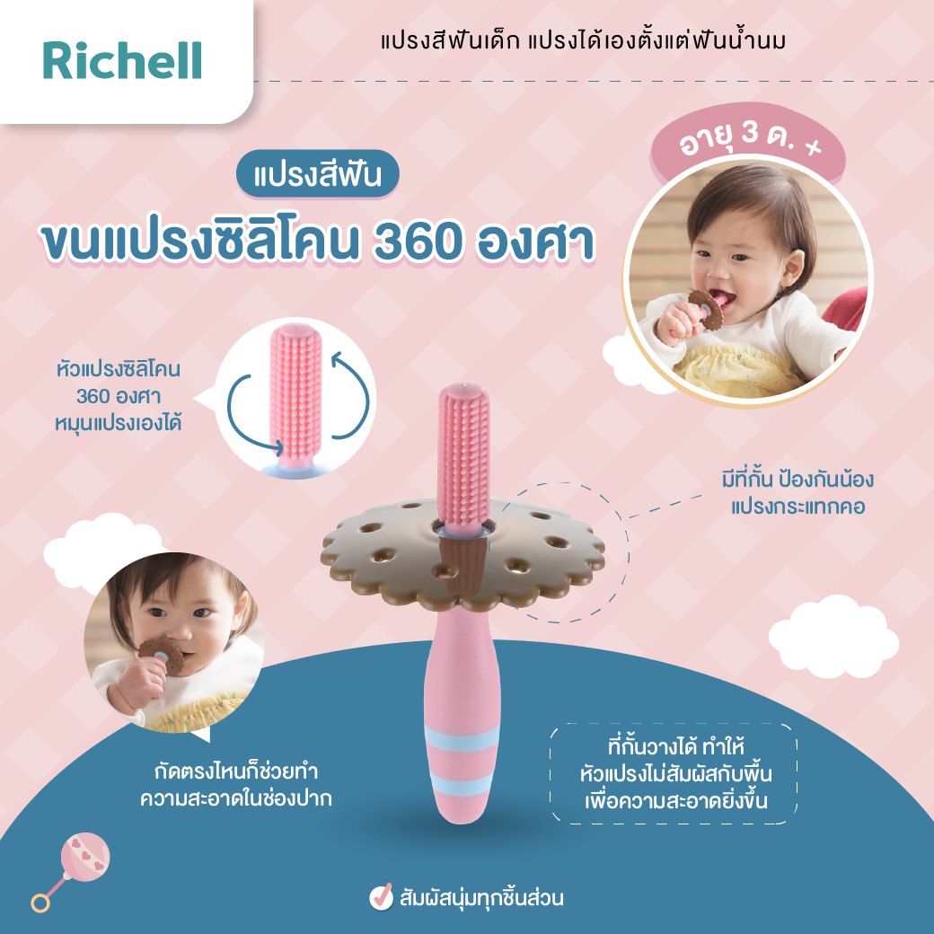 Richell ริเชล แปรงสีฟัน ขนแปรงซิลิโคน สำหรับเด็ก