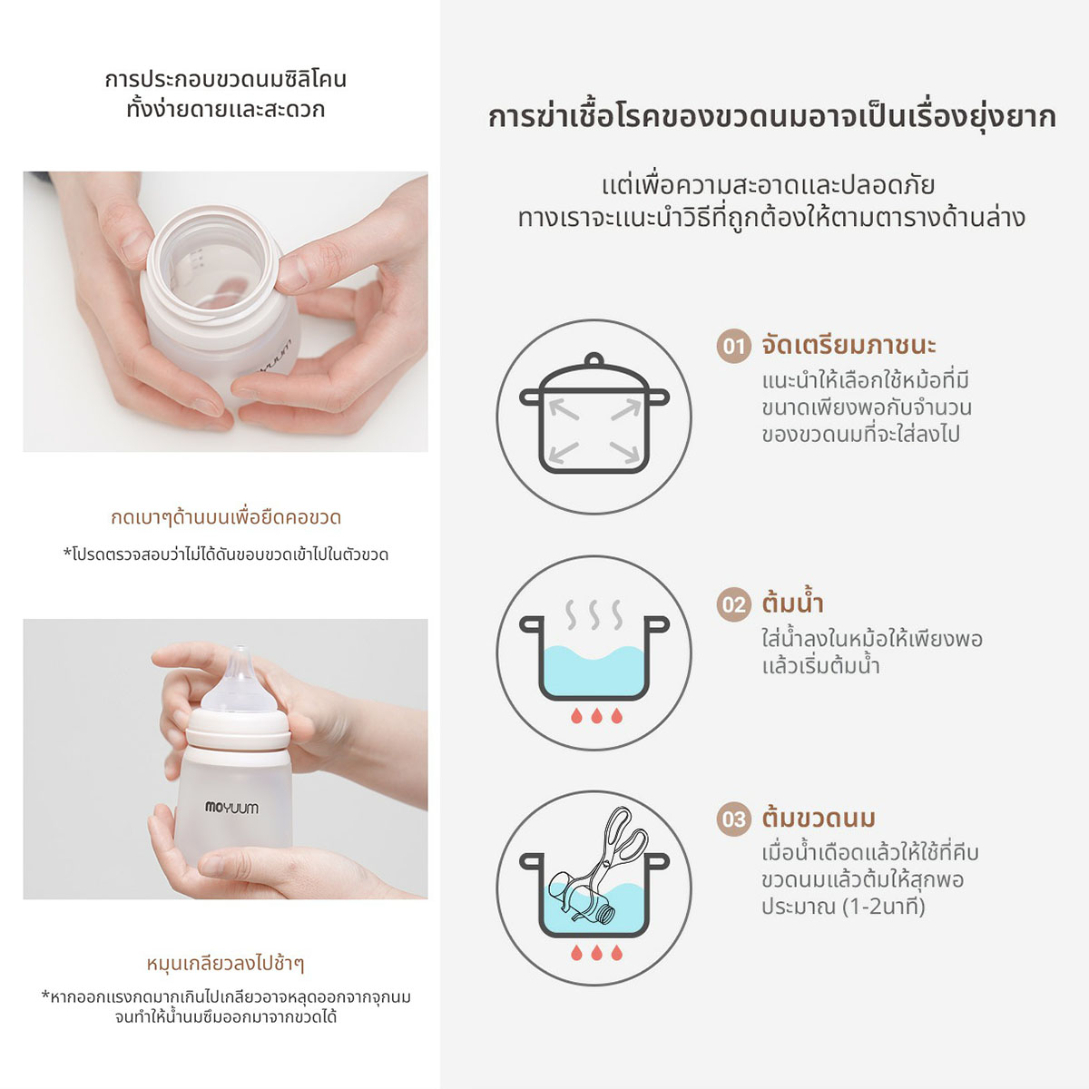 Moyuum ขวดนมซิลิโคน ขวดแก้วเคลือบซิลิโคน โมยูมขวดนมซิลิโคน พร้อมจุก By Lillymann