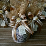 โถข้าว 6 นิ้วห่อผ้าทองพร้อมโบว์และป้าย