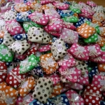 กระเป๋าซิบ PVC ลายจุดพร้อมโบว์และป้ายชื่อ