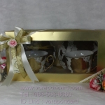 ชุดแก้วพร้อมจานรองแพคกล่องพร้อมโบว์และป้าย