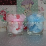 แก้วใส่เทียนหอมรูปหัวใจขาวชมพู