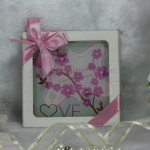 จานรองแก้วซากุระแพคกล่องพร้อมโบว์