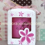 แก้วลายใส่กล่องลายดอกไม้ (คละสี)