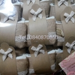 กระเป๋ากระสอบคาดลูกไม้พร้อมกระดาษคราฟโบว์ผ้าดิบ