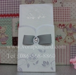 การ์ดแบบสอดติดเพชรหยดน้ำสีเทา