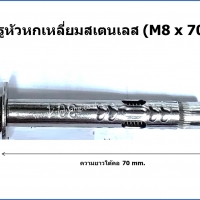 พุ๊กสกรูหัวหกเหลี่ยมสเตนเลส (M8 x 70 mm.) 50 ตัว