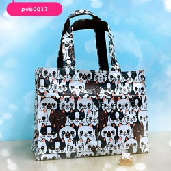 กระเป๋าผ้าเคลือบ PVC กันน้ำ ใส่เอกสาร (A5) สีกรม / แมวตาหวาน