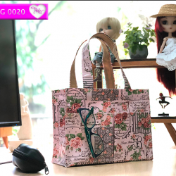 กระเป๋าผ้าเคลือบ PVC กันน้ำ ใส่เอกสาร (A5) ชมพู.วินเทจ