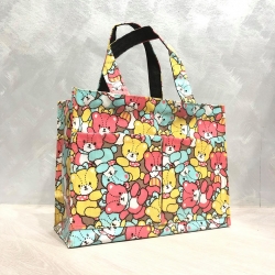 กระเป๋าผ้าเคลือบ PVC กันน้ำ ใส่เอกสาร (A5) หมี ชมพูเหลือง