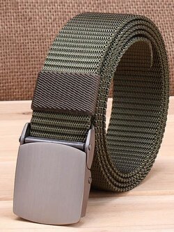 เข็มขัดหัวเหล็ก สายไนล่อน สีเขียว