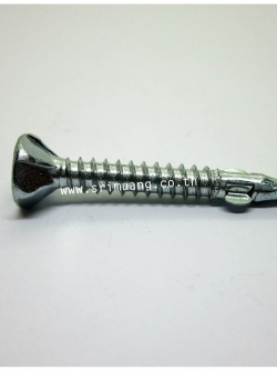 สกรูปลายสว่าน หัวเตเปอร์มีปีก FWSD ชุบขาว (สกรูยึดไม้ฝาแบบมีปีก)