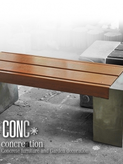 ม้านั่งสนาม รุ่นบล็อคระแนงเรียบ ไม้ไฟเบอร์ซีเมนต์ สีไม้สัก