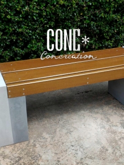 ม้านั่งสนาม รุ่นบล็อคทูโทน ไม้ไฟเบอร์ซีเมนต์ สีไม้สัก