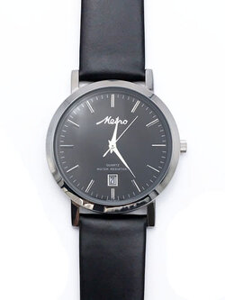 Metro นาฬิกาข้อมือผู้ชายสายหนังดำ-หน้าปัดดำ รุ่น 20125M-BL