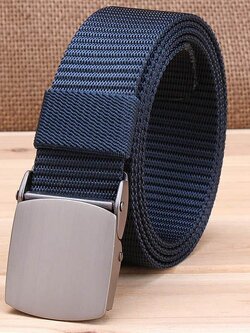 เข็มขัดหัวเหล็กหัว สายไนล่อน สีน้ำเงิน