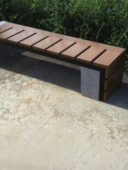 ม้านั่งบล็อคมุม ไม้ไฟเบอร์ซีเมนต์ ระแนงสั้น