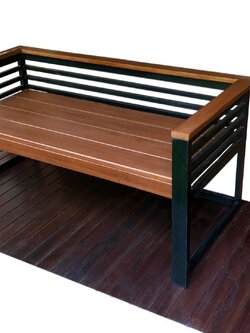 ม้านั่งเหล็กพนักพิง ไม้ไฟเบอร์ซีเมนต์ ระแนงยาว LIN0001-150